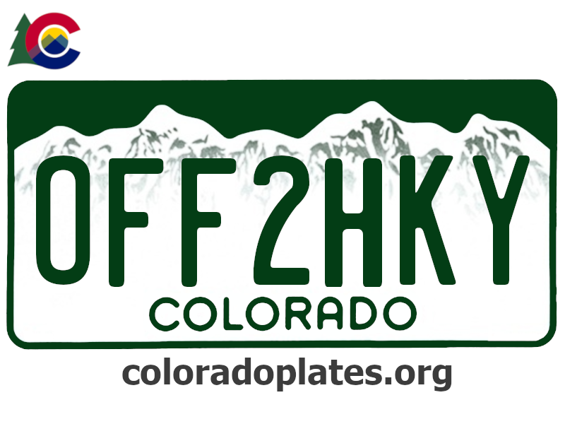 Colorado License Plate Configuration "OFF2HKY" intellectual property only